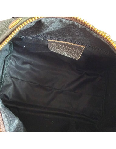Sac à main femme en cuir véritable chocolat - Détails clous dorés