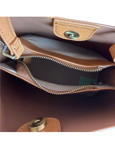 Sac femme Mandoline Camel - Sac à main avec bandoulière réglable et amovible