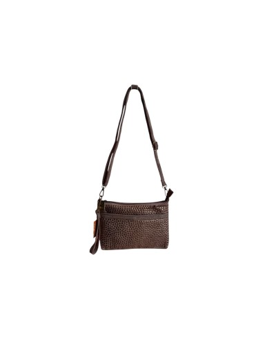 Pochette femme Mandoline à clous Taupe - Bandoulière réglable et amovible