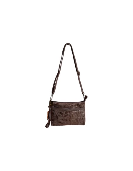 Pochette femme Mandoline à clous Taupe - Bandoulière réglable et amovible