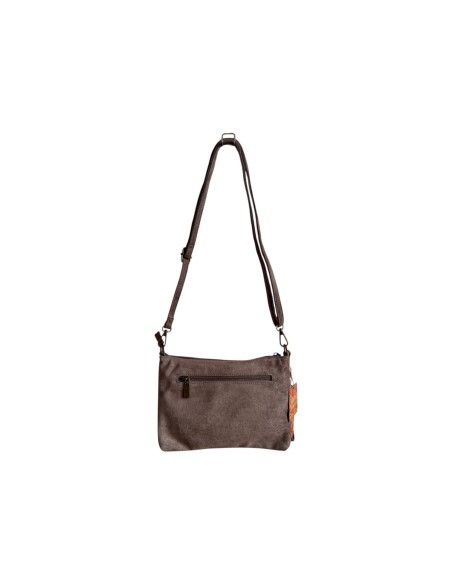 Pochette femme Mandoline à clous Taupe - Bandoulière réglable et amovible