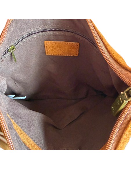 Pochette femme Mandoline à clous Camel - Bandoulière réglable et amovible