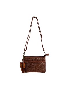 Pochette femme Mandoline à clous Moka - Bandoulière réglable et amovible