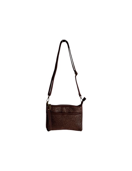Pochette femme Mandoline à clous Coffee - Bandoulière réglable et amovible