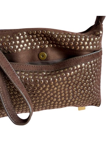 Pochette femme Mandoline à clous Coffee - Bandoulière réglable et amovible