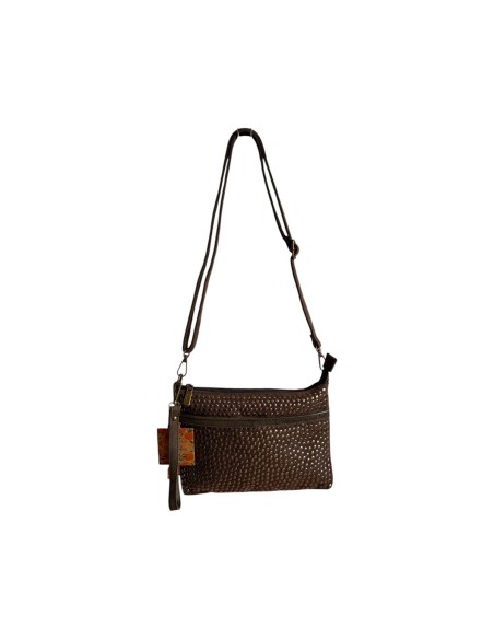Pochette femme Mandoline à clous Kaki - Bandoulière réglable et amovible