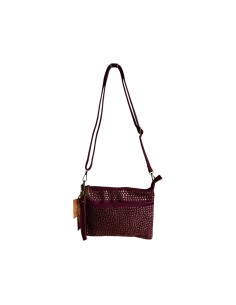 Pochette femme Mandoline à clous Prune - Bandoulière réglable et amovible