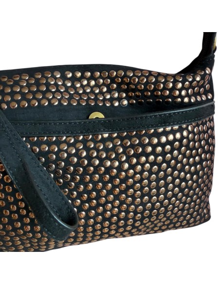 Pochette femme Mandoline à clous Noir - Bandoulière réglable et amovible