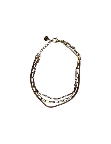 Bracelet doré trois chaines maillon en acier inoxydable ajustable