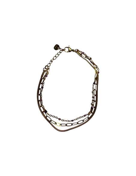Bracelet doré trois chaines maillon en acier inoxydable ajustable