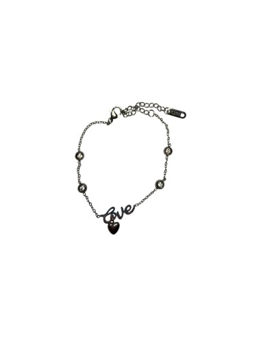 Bracelet chaine fine avec inscription love en acier inoxydable ajustable