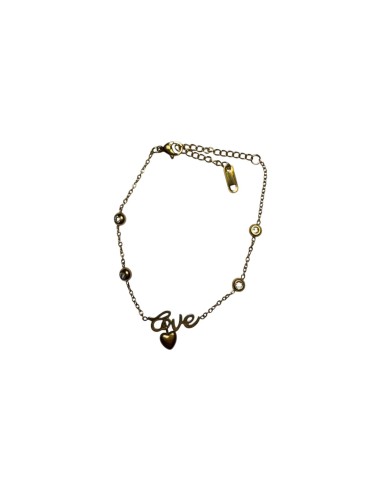 Bracelet chaine fine avec inscription love en acier inoxydable ajustable