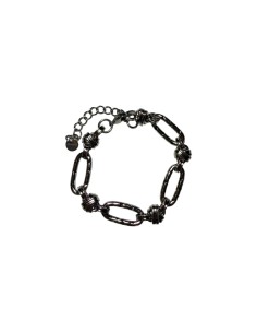 Bracelet grands maillons ovales texturés avec détails nœuds marins en acier inoxydable ajustable