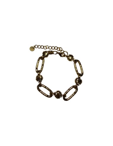 Bracelet grands maillons ovales texturés avec détails nœuds marins en acier inoxydable ajustable