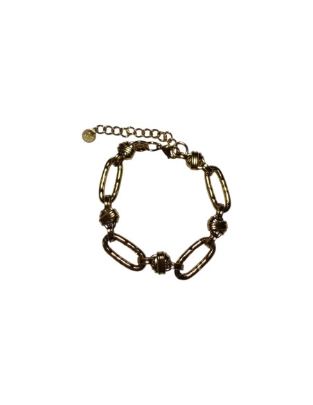 Bracelet grands maillons ovales texturés avec détails nœuds marins en acier inoxydable ajustable