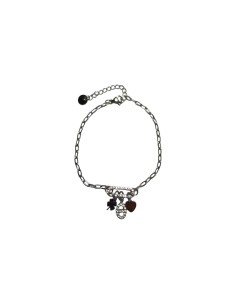 Bracelet argenté maille trombone, breloques en acier inoxydable ajustable