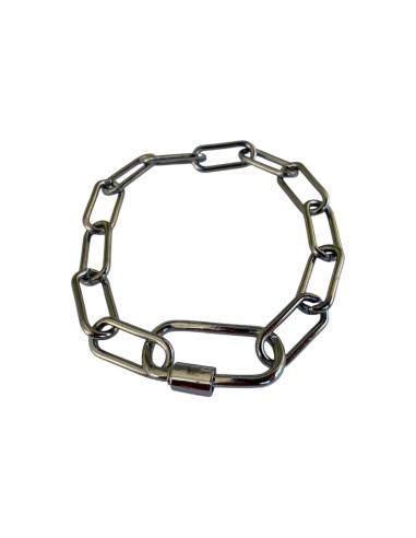 Bracelet argenté maille trombone ouverture style mousqueton à vis en acier inoxydable ajustable