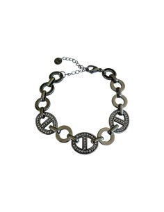 Bracelet argenté gros maillons grain de café strass en acier inoxydable ajustable