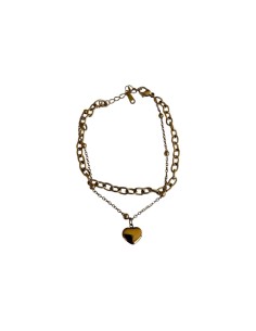 Bracelet double rang pendentif cœur en acier inoxydable ajustable 2