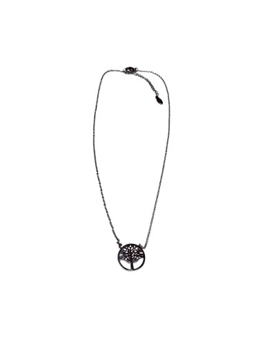 Collier chaine fine avec pendentif médaille arbre de vie en acier inoxydable réglable