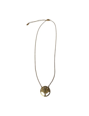 Collier chaine fine avec pendentif médaille arbre de vie en acier inoxydable réglable