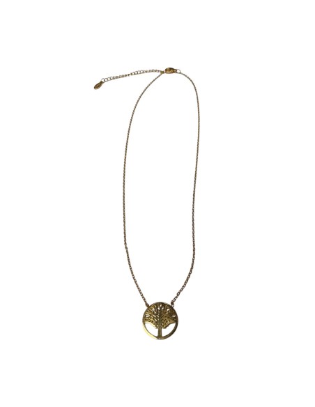Collier chaine fine avec pendentif médaille arbre de vie en acier inoxydable réglable