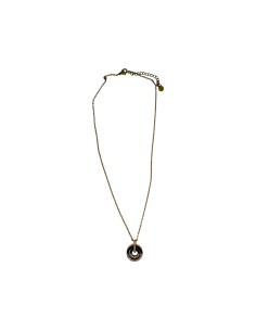 Collier doré chaine fine et pendentif anneaux concentriques sertis de strass en acier inoxydable réglable