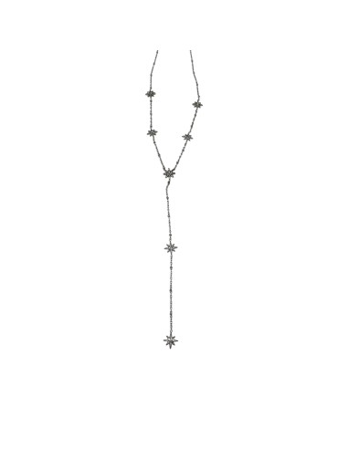 Collier en forme Y à motif étoiles polaires et strass sertis en acier inoxydable réglable
