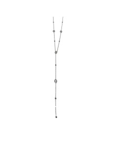 Collier style Y à motifs grain de café et perles en acier inoxydable réglable