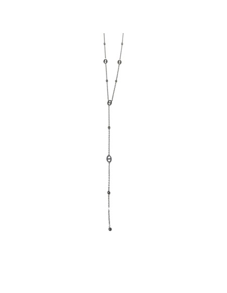 Collier style Y à motifs grain de café et perles en acier inoxydable réglable