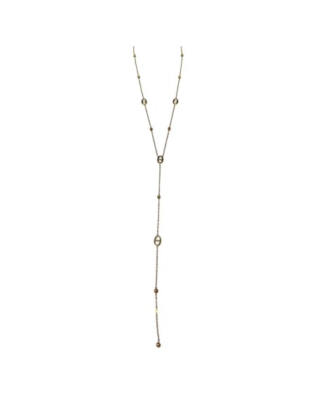 Collier style Y à motifs grain de café et perles en acier inoxydable réglable