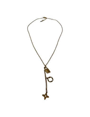 Collier style cravate à pendentif cadenas strass, médaille fleur et fleur en acier inoxydable réglable