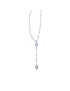 Collier style Y à motifs grain de café lisse et perles en acier inoxydable réglable