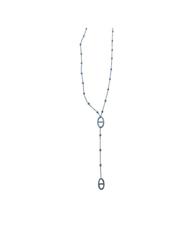 Collier style Y à motifs grain de café lisse et perles en acier inoxydable réglable