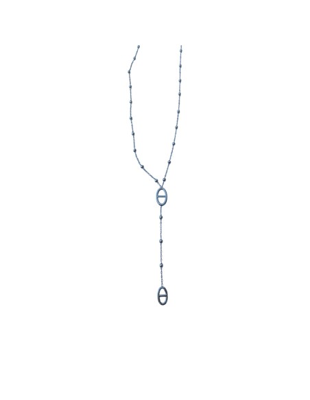 Collier style Y à motifs grain de café lisse et perles en acier inoxydable réglable
