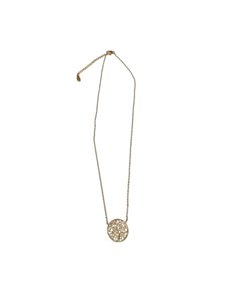Collier doré médaille arbre de vie en acier inoxydable réglable