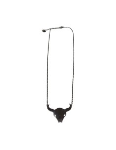 Collier argenté et pendentif tête de taureau en acier inoxydable réglable