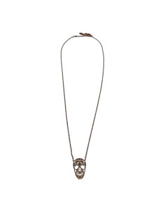 Collier chaine fine et pendentif tête de mort ciselée en acier inoxydable réglable