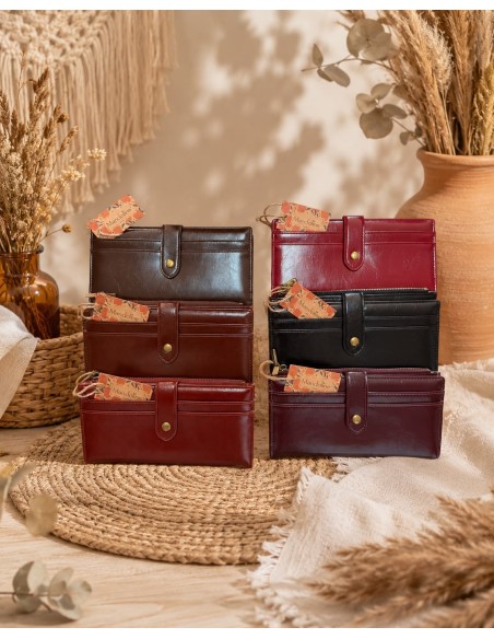 Portefeuille femme Mandoline - Grand format avec zip, pression et nombreux rangements