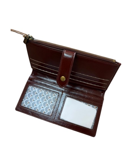 Portefeuille femme Mandoline - Grand format avec zip, pression et nombreux rangements