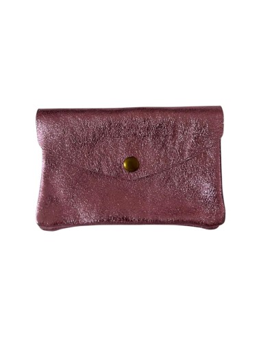 Porte monnaie en cuir irisé grand modèle avec poche zippée