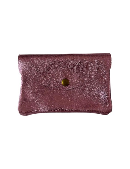 Porte monnaie en cuir irisé grand modèle avec poche zippée