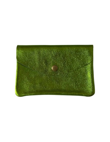 Porte monnaie en cuir irisé grand modèle avec poche zippée