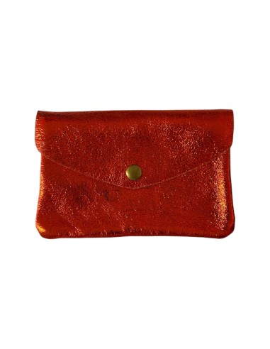 Porte monnaie en cuir irisé grand modèle avec poche zippée