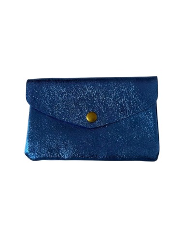 Porte monnaie en cuir irisé grand modèle avec poche zippée
