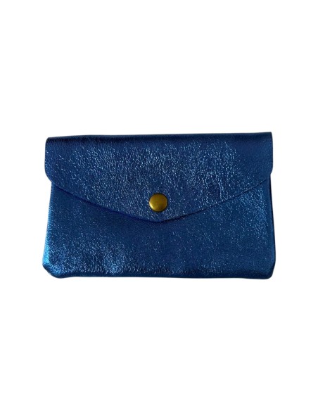 Porte monnaie en cuir irisé grand modèle avec poche zippée
