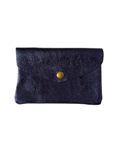 Porte monnaie en cuir irisé grand modèle avec poche zippée