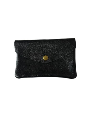 Porte monnaie en cuir irisé grand modèle avec poche zippée