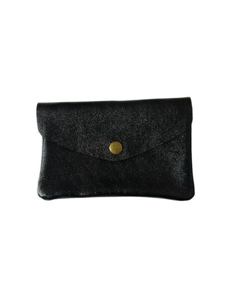 Porte monnaie en cuir irisé grand modèle avec poche zippée