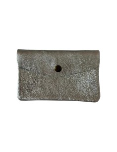 Porte monnaie en cuir irisé grand modèle avec poche zippée
